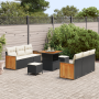 Conjunto de Sofás de Jardín de 9 Piezas con Cojines Negro Poliratán Acacia de , Sofás de exterior - Ref: Foro24-3363255, Prec...