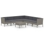 Satz Gartenmöbel 8 Stück und Kissen synthetischen Rattan grau von vidaXL, Gartensets - Ref: Foro24-3094458, Preis: 707,77 €, ...