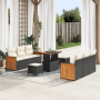 Conjunto de Sofá de Jardín de 9 Piezas con Cojines Negro Poliratán Acacia de , Sofás de exterior - Ref: Foro24-3363260, Preci...