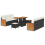Conjunto de Sofá de Jardín de 9 Piezas con Cojines Negro Poliratán Acacia de , Sofás de exterior - Ref: Foro24-3363260, Preci...