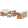 Conjunto de Sofá de Jardín de 9 Piezas con Cojines Beige Polirratán Acacia de , Sofás de exterior - Ref: Foro24-3363261, Prec...
