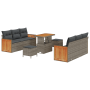 Conjunto de Sofá de Jardín de 9 Piezas con Cojines Gris Ratán Polietileno Acacia de , Sofás de exterior - Ref: Foro24-3363263...