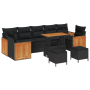 Conjunto de Sofá de Jardín de 10 Piezas con Cojines Negro Polirratán Acacia de , Sofás de exterior - Ref: Foro24-3363289, Pre...