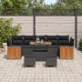 Conjunto de Sofá de Jardín de 10 Piezas con Cojines Negro Polirratán Acacia de , Sofás de exterior - Ref: Foro24-3363289, Pre...