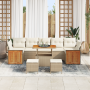 Conjunto de sofá de jardín de 10 piezas con cojines beige de poliratán y acacia de , Sofás de exterior - Ref: Foro24-3363291,...