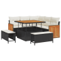 Conjunto Sofá Jardín de 8 Piezas con Cojines Negro Poliratán Acacia de , Sofás de exterior - Ref: Foro24-3363295, Precio: 630...