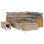 Conjunto de sofá de jardín de 8 piezas con cojines beige de ratán sintético y acacia de , Sofás de exterior - Ref: Foro24-336...