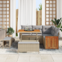 Conjunto de sofá de jardín de 8 piezas con cojines beige de ratán sintético y acacia de , Sofás de exterior - Ref: Foro24-336...