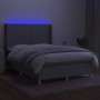 Cama box spring colchón y luces LED tela gris claro 140x200 cm