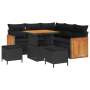 Juego de Sofás de Jardín de 8 Piezas con Cojines Negro Poliratán Acacia de , Sofás de exterior - Ref: Foro24-3363299, Precio:...
