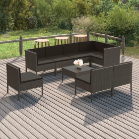 9-teiliges Gartenmöbel-Set und graue synthetische Rattankissen von vidaXL, Gartensets - Ref: Foro24-3094402, Preis: 811,87 €,...