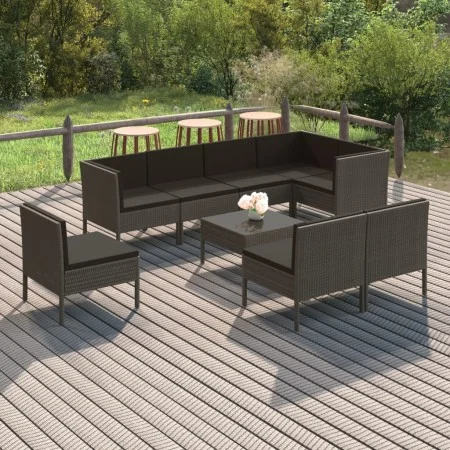 9-teiliges Gartenmöbel-Set und graue synthetische Rattankissen von vidaXL, Gartensets - Ref: Foro24-3094402, Preis: 798,96 €,...
