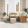 Juego de Sofá de Jardín de 8 Piezas con Cojines Beige Ratan Poliéster Acacia | Foro24.es | Tu tienda online para hogar, jardín y más Foro24.es
