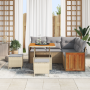 Juego de Sofá de Jardín de 8 Piezas con Cojines Beige de Poliratán y Acacia | Foro24.es | Tu tienda online para hogar, jardín y más Foro24.es