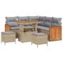 Juego de Sofá de Jardín de 8 Piezas con Cojines Beige Rattan PE Acacia de , Sofás de exterior - Ref: Foro24-3363307, Precio: ...
