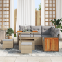 Juego de Sofá de Jardín de 8 Piezas con Cojines Beige Rattan PE Acacia de , Sofás de exterior - Ref: Foro24-3363307, Precio: ...