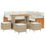 Conjunto de Sofás de Jardín de 9 Piezas con Cojines Beige de Rattan y Acacia de , Sofás de exterior - Ref: Foro24-3363311, Pr...