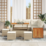 Conjunto de Sofás de Jardín de 9 Piezas con Cojines Beige de Rattan y Acacia de , Sofás de exterior - Ref: Foro24-3363311, Pr...