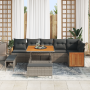Conjunto de Sofá de Jardín de 9 Piezas con Cojines de Ratán Poliéster Gris y Acacia de , Sofás de exterior - Ref: Foro24-3363...