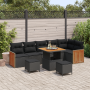Conjunto de Sofás de Jardín de 9 Piezas con Cojines Negro Poliratán Acacia de , Sofás de exterior - Ref: Foro24-3363319, Prec...