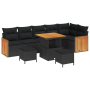 Conjunto de Sofás de Jardín de 9 Piezas con Cojines Negro Poliratán Acacia de , Sofás de exterior - Ref: Foro24-3363319, Prec...