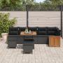 Conjunto de Sofás de Jardín de 9 Piezas con Cojines Negro Poliratán Acacia de , Sofás de exterior - Ref: Foro24-3363319, Prec...