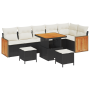 Conjunto de Sofá de Jardín de 9 Piezas con Cojines Negro Ratán Polipropileno Acacia de , Sofás de exterior - Ref: Foro24-3363...