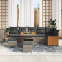 Set de Sofá de Jardín de 9 Piezas con Cojines Gris Poliratán Acacia | Foro24.es | Tu tienda online para hogar, jardín y más Foro24.es