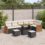 Conjunto de sofá de jardín de 9 piezas con cojines negro poliratán acacia de , Sofás de exterior - Ref: Foro24-3363325, Preci...
