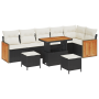 Conjunto de sofá de jardín de 9 piezas con cojines negro poliratán acacia de , Sofás de exterior - Ref: Foro24-3363325, Preci...