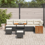 Conjunto de sofá de jardín de 9 piezas con cojines negro poliratán acacia de , Sofás de exterior - Ref: Foro24-3363325, Preci...