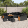 Conjunto de Sofá de Jardín de 12 Piezas con Cojines Negro Poliratán Acacia de , Sofás de exterior - Ref: Foro24-3363339, Prec...