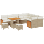 Conjunto de Sofá de Jardín  de 12 Piezas con Cojines Beige Ratán Poliéster Acacia | Foro24.es | Tu tienda online para hogar, jardín y más Foro24.es