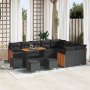 Conjunto de Sofá de Jardín de 13 Piezas con Cojines Negro Poliratán Acacia de , Sofás de exterior - Ref: Foro24-3363349, Prec...