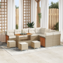Set de sofá de jardín de 13 piezas con cojines Beige Ratán Polipropileno Acacia de , Sofás de exterior - Ref: Foro24-3363351,...