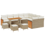 Set de sofá de jardín de 13 piezas con cojines Beige Ratán Polipropileno Acacia de , Sofás de exterior - Ref: Foro24-3363351,...