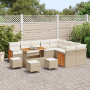 Set de sofá de jardín de 13 piezas con cojines Beige Ratán Polipropileno Acacia de , Sofás de exterior - Ref: Foro24-3363351,...