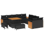 Conjunto sofá jardín 13 piezas cojines Negro Poliratán Acacia de , Sofás de exterior - Ref: Foro24-3363354, Precio: 1,00 €, D...