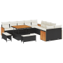 Conjunto de sofá de jardín de 13 piezas con cojines negro ratán sintético acacia de , Sofás de exterior - Ref: Foro24-3363355...