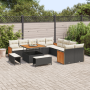 Conjunto de sofá de jardín de 13 piezas con cojines negro ratán sintético acacia de , Sofás de exterior - Ref: Foro24-3363355...