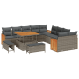 Set de Sofá de Jardín de 13 Piezas con Cojines Gris Poliratán Acacia de , Sofás de exterior - Ref: Foro24-3363358, Precio: 95...