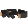 Juego de Sofá de Jardín de 13 Piezas con Cojines Negro Poliratán Acacia de , Sofás de exterior - Ref: Foro24-3363359, Precio:...