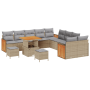 Set de Sofá de Jardín  de 13 Piezas con Cojines Beige Poliratán Acacia | Foro24.es | Tu tienda online para hogar, jardín y más Foro24.es