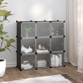 Estantería de cubos con 9 compartimentos y puertas PP negro