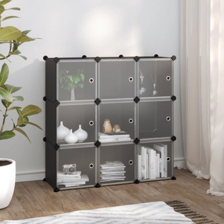 Estantería de cubos con 9 compartimentos y puertas PP negro by vidaXL, Shoe racks and shoe organizers - Ref: Foro24-340558, P...