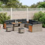 Set de Sofá de Jardín de 13 Piezas con Cojines Gris Poliratán Acacia de , Sofás de exterior - Ref: Foro24-3363368, Precio: 86...