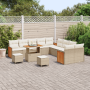 Juego de sofá de jardín de 13 piezas con cojines beige de poliratán y acacia de , Sofás de exterior - Ref: Foro24-3363366, Pr...