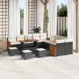 Juego de Sofá de Jardín de 14 piezas con Cojines Negro Poliratán Acacia de , Sofás de exterior - Ref: Foro24-3363370, Precio:...