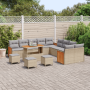 Juego de Sofá de Jardín de 14 Piezas con Cojines Beige Polirratán Acacia de , Sofás de exterior - Ref: Foro24-3363372, Precio...