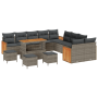 Conjunto de Sofá de Jardín de 14 Piezas con Cojines Gris Ratán Sintético Acacia de , Sofás de exterior - Ref: Foro24-3363373,...